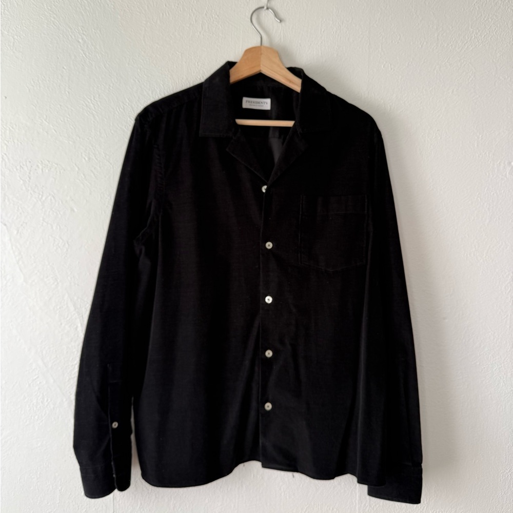 President’s corduroy camp collar long-sleeve shirt (black M)